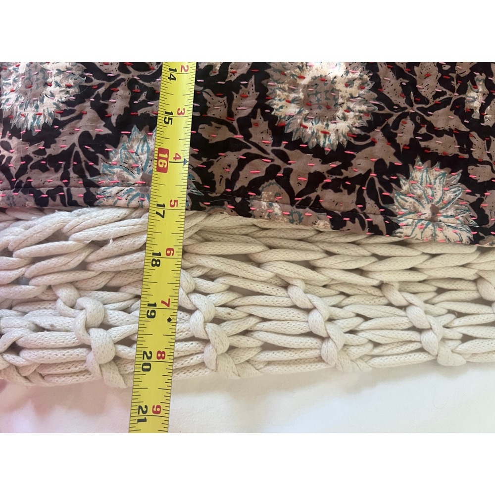 Boho Kantha Stitch Quilted Bed Runner Table Scarf Ikat Floral Tassels 90x17 - Picture 5 of 5